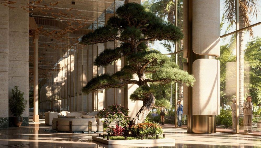 The lobby garden