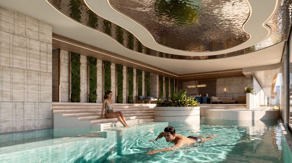 The temperature-controlled indoor pool